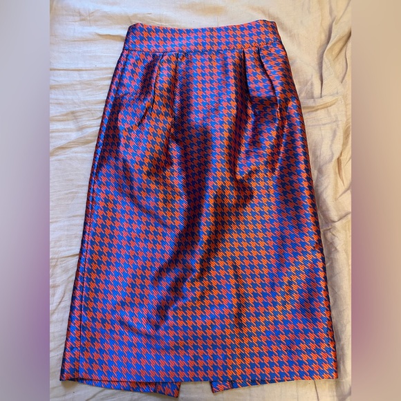 J. Crew Collection - Herringbone red and blue skirt